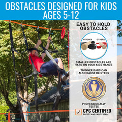 Hyponix Ninja Warrior Obstacle Course for Kids – 2 X 60 Ft Slackline with 13 Out