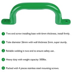 10” Metal Green Playground Handles Pack of 2, Outdoor Playset Safety Handles…