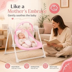 Baby Swing SpaceSaver Ultra-Compact Foldable Infant Swing (Fits in 5.3″ Gaps!…