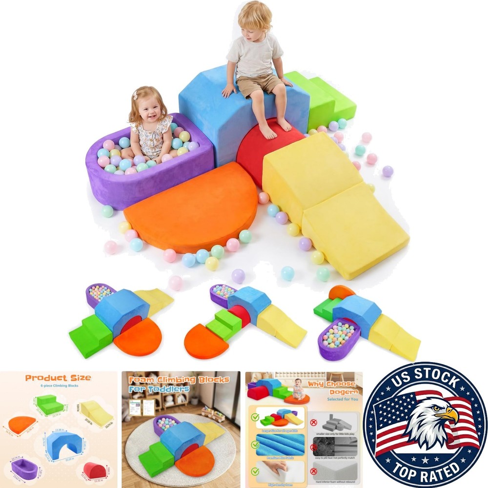 6 PCS Foam Climbing Blocks for Toddler Growth – Safe Indoor Play Set