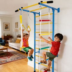 5 in 1 Playset Laddeer Wall Gym With Rope Ladder, Pull-up Bar, Wall Ladder