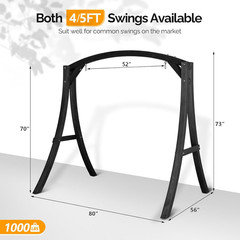 6.7FT Porch Swing Frame, 1000LBS Heavy Duty A-Frame Wooden Porch Swing Stand wit