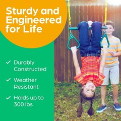 Backyard Swing Set with Monkey Bars & Trapeze, Heavy Duty Chain, Outdoor Play Eq