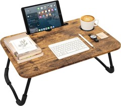 Lap Desk Foldable Laptop Table Portable Bed Tray Desk with Holders for Cup an…