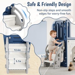 8-in-1 Toddler Slide Indoor & Outdoor Playground Playset for Kids-Includes Cl…