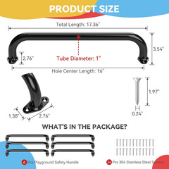 17.3 Inch Playground Handles Metal Monkey Bars | Indoor Outdoor Metal Grab Handl