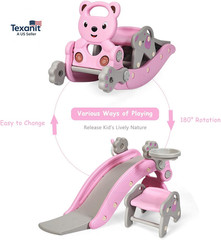 5 in 1 Toddler Slide Rocking Toy, Slide for Kids with Detachable Stool, Basketba