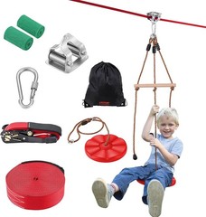 Safe 65 ft Zipline for All Ages – Quick Setup, Includes Swing Seat & Accessories