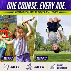 Ninja Warrior Obstacle Course for Kids – Ultimate Outdoor Fun 2×55 Ft Ninja S…