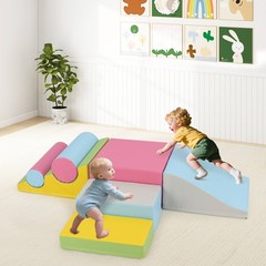 7 Pcs Toddler Climbing Blocks w/Hook Loop Fasteners Waterproof PU Leather Cover