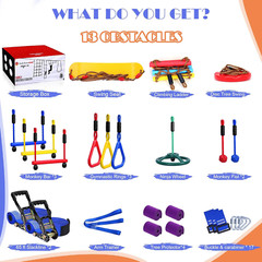 Ninja Warrior Obstacle Course for Kids – 13 Accessories, 600Lbs Capacity