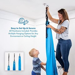 Sensory Swing for Kids & Adults – Holds 300lbs, 110″ Swing + No Swivel Blue