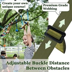 Ninja Warrior Obstacle Course Rope Set for Kids 42Ft Line with Swing, Climbing R