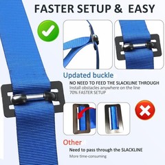 Ninja Warrior Obstacle Course for Kids – 2*56FT Slackline Kit with 8 Obstacle…