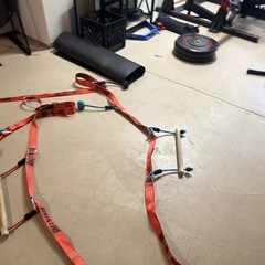 NinjaLine Outdoor Obstacle Course Slackline Kit with Rings and Bar.