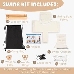 Baby Swing Outdoor Indoor Toddler Swing Seat with Safety Belt, Cream Checkered