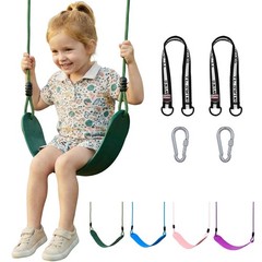 Kids Swing Seat Green Heavy Duty 330LB Rope 79 Inch Adjustable Outdoor Playgroun