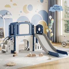 Kids Playground Backyard Set,8-In-1 Toddler Slide Playset with Climber, Basketba