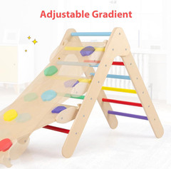 Pikler Triangle Set 3 in 1 Climbing Toys for Toddlers Wood Montessori Baby Jungl