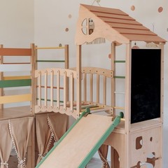 Large Playground Climber Kids Indoor Wooden Playhouse Montessori Morning Light