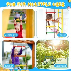48” Trapeze Swing Bar & 6.8ft Climbing Rope Ladder for Outdoor Fun – 2 Pack