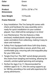 Swingset Tire Swing Green For Home Backyard 360 Swivel Tire Swing