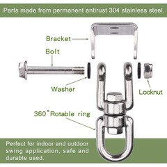 2 Pack Heavy Duty 360° Swivel Swing Hanger, Stainless Steel Swing Hook for Ce…