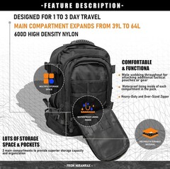Miramrax Tactical Backpack for Men Military Daypack Black