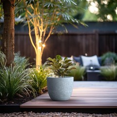 Kante Accent Round Bowl Blue Gray Concrete Planter 14″ Dia, Outdoor | Rubber …