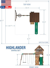 Highlander Cedar Wood Swing Set with Wave Slide Three-Story Clubhouse Rock Wall