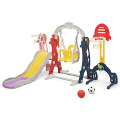 TOBBI 5-in-1 Kids Slide&Swing Playset Toddlers Indoor Outdoor Climber Playground
