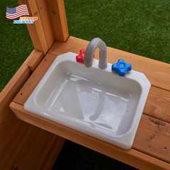 Castlewood Wooden Swing Set Playset with Clubhouse Mailbox Slide & Play Kitchen