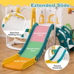 7-in-1 Toddler Slide & Swing Set Indoor Playground for Kids Age 1-3 Years Old