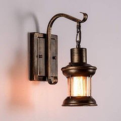 Rustic Vintage Glass Wall Sconce – Industrial Retro Metal Lamp for Home, Bar, Be