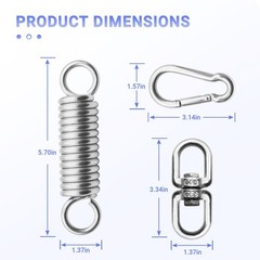 Hammock Chair Hanging Kit with Spring Hardware, Heavy Duty Suspension Swivel …