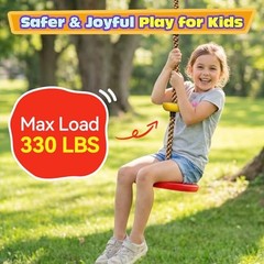 Tree Swing for Kids 330LB Capacity, Climbing Rope with Platforms and Disc Red