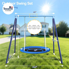 Heavy Duty 500Lbs Saucer Swing Set – Outdoor Metal Frame Playground Equipment fo