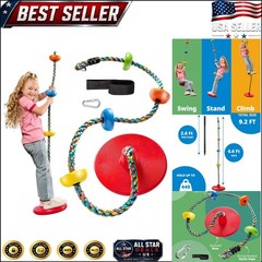 Tree Swing for Kids – Adjustable Single Disc Seat & Colorful Climbing Rope Set