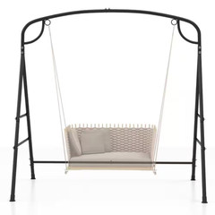 71 In. Metal Patio Swing Stand with 2-Ring Design and Double Side Bars