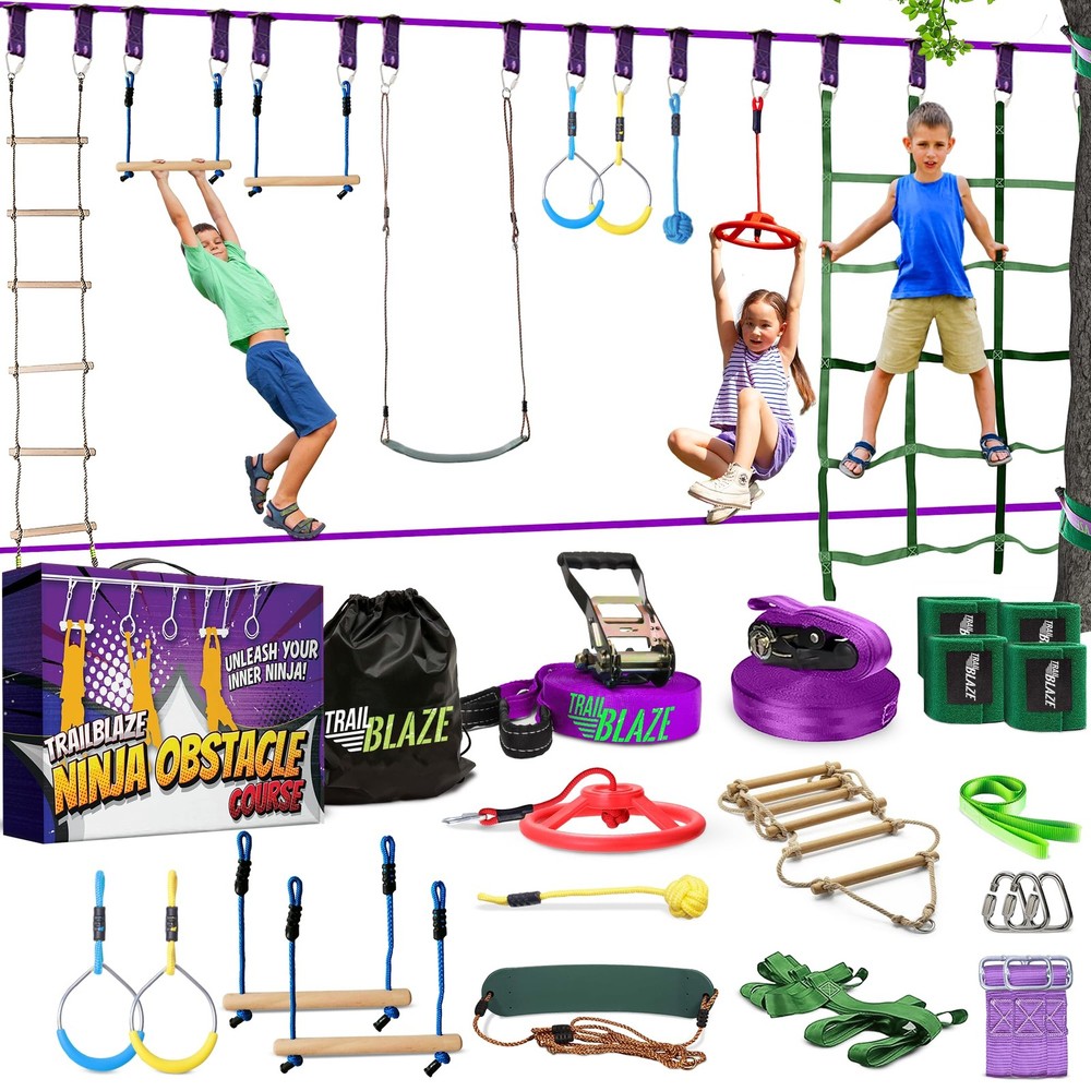 Trailblaze Ninja Warrior Obstacle Course for Kids – Ultimate Outdoor Fun 2×55…