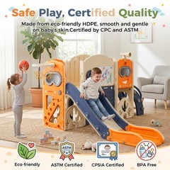 10 in 1 Toddler Slide Bus Playhouse Indoor Outdoor Kids Activity Center Playset