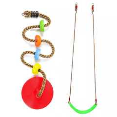 Multicolor Tree Swing Climbing Rope with Platforms Red Disc Swings Seat Outdoor