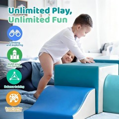 Sumbababy Foam Climbing Blocks for Toddlers: with a Tunnel – 4 PCS Foam Block…