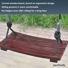 Wooden Swing Seat Hanging, Nostalgic Outdoor for Kids Adults, Height Adjustable
