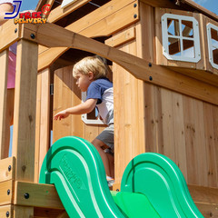 Cedar Wood Swing Set Ages 3-6 Years Wave Slide Clubhouse Outdoor Playset NEW