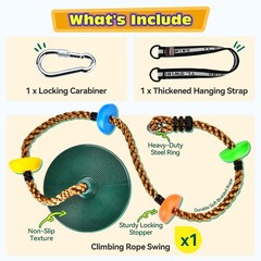 Outdoor Tree Swing Set for Kids – 330LB Capacity, Climbing Rope, Disc Seat, Acce