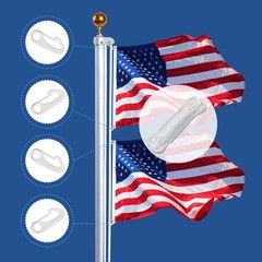 NQ Flag Pole Rope Kit – 50 Feet x 1/4″ Diameter, Flagpole Nylon Halyard with …