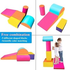 Kids Foam Climbing Blocks 5 Piece Set Soft Play Shapes for Toddlers Baby Indoor