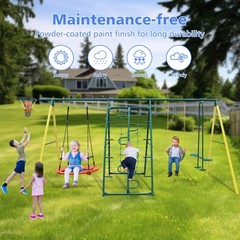 Hammock Swing Set Climbing Net Glider Swing Belt Basketball Rim Garden Backyard