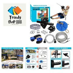 120FT Zip Line Kit for Family Fun – Quick Tightening, Rust-Free Design, 380Lbs